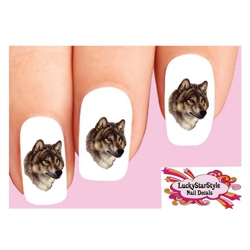 Brown Wolf  Set of 20 Waterslide Nail Decals