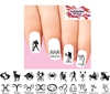 Zodiac Sign Silhouette Assorted Set of 24 Waterslide Nail Decals