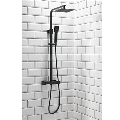 Lunar Black Square Rigid Riser Shower