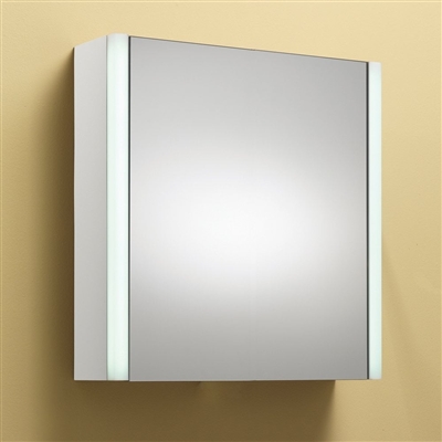 Monica 50 1-Door Mirrored Cabinet With Integrated Lights - Gloss White