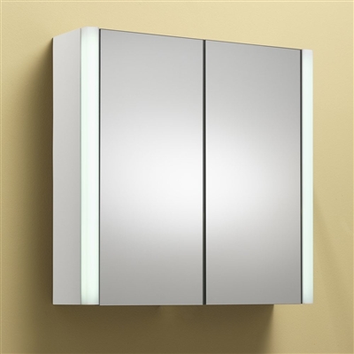 Monica 60 2-Doors Mirrored Cabinet With Integrated Lights - Gloss White