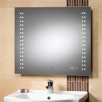 Discovery Mirror With Integrated LED Lights & LED Clock