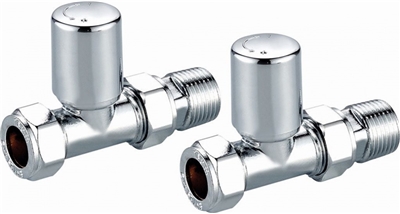 Modern Straight Radiator Valves (Pair)