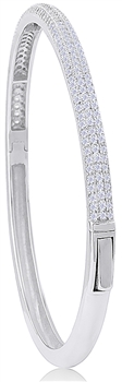 Silver Bangle with Micro Set CZ