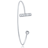 Silver T- Bar Bangle with Baguette CZ