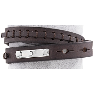 Alloy Dark Brown Leather Bracelet