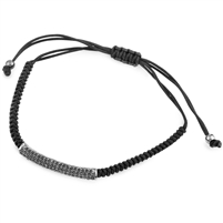 Adjustable Brass Bracelet With Micro Set Black CZ