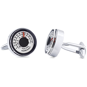 Brass Rhodium Cufflink -Thermostat