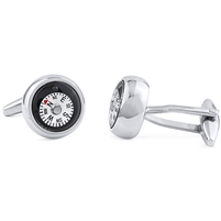 Brass Rhodium Cufflink - Compass