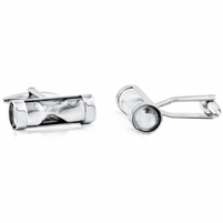 Brass Hourglass Cufflink With Rhodium Plating