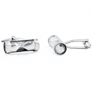 Brass Hourglass Cufflink With Rhodium Plating