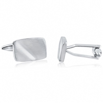 Brass Matt And Polished Rectangular Plain Cufflink Rhodium Plated