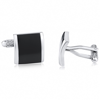 Brass Cufflink With Rhodium and Black Paint