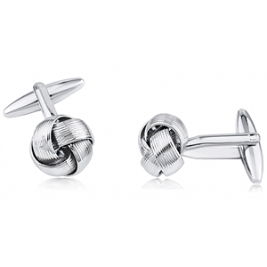 Brass Cufflink Love Knot- Rhodium Plated