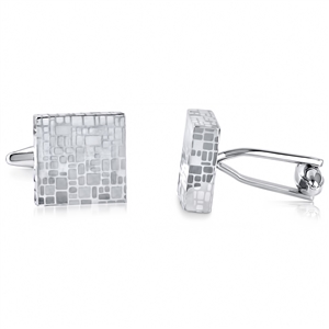 Brass Rhodium Plated Cufflink With Mirror Pattern