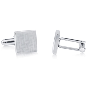 Brass Rhodium Plated and Laser Cufflink