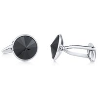 Brass Rhodium Plated With Black Onyx Cufflink