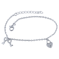 Plain Silver Lock Heart Bracelet