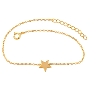 Sterling Silver Bracelet with Star - Yellow Gold Plated