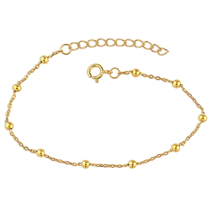 Yellow Gold Plated Sterling Silver Bead Bracelet