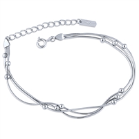 Plain Silver Triple Satellite Chain Bracelet