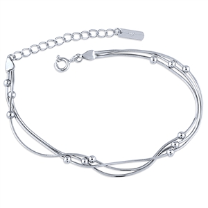 Plain Silver Triple Satellite Chain Bracelet