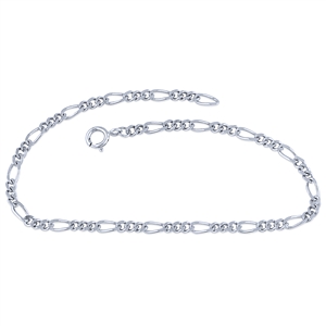 Plain Sterling Silver Figaro Link Design Bracelet