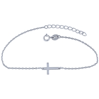 Plain Sterling Silver Bracelet with Cross