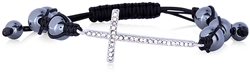 Shamballa Sideways Cross Bracelet with Crystals