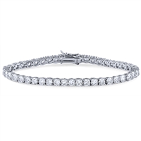 Silver Tennis Bracelet with White CZ Stones-2mm