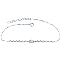 Sterling Silver Bracelet with Round and Marquise Shaped Cubic Zirconia