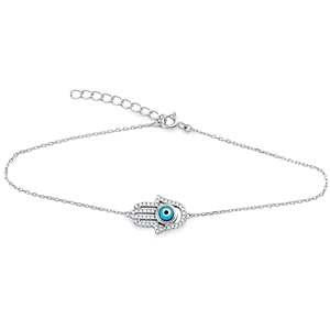 Silver Evil Eye Bracelet with CZ