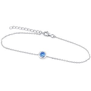 Silver Bracelet with Blue Swarovski Crystal