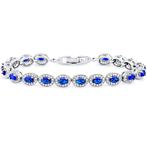 Silver Bracelet With Blue CZ Stone and White Czs