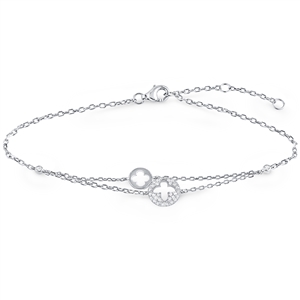 Silver Clover Bracelet with CZ