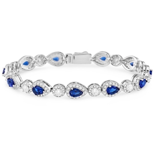 Silver Bracelet with Blue and White CZ