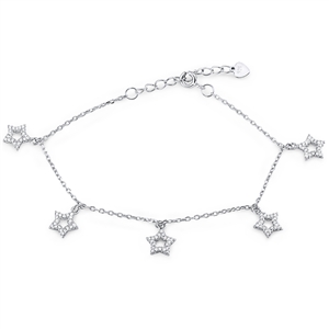 Silver Star Bracelet with CZ