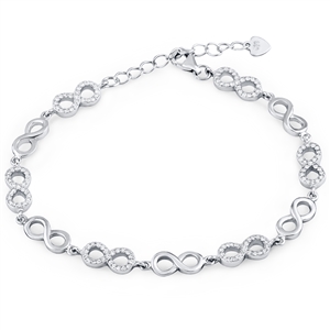 Silver Infinity Bracelet with CZ