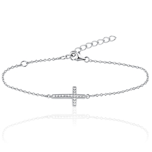 Silver Cross Bracelet with CZ