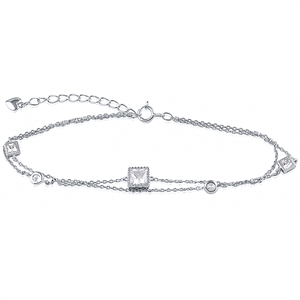 Silver Bracelet with Princes Cut CZ