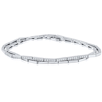 Silver Double Row Bracelet with CZ