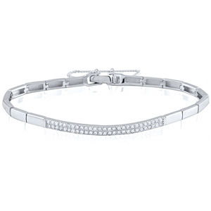 Silver Bangle with CZ