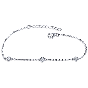 Silver Adjustable bracelet with white CZ stone