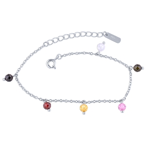 Silver Bracelet with Color CZ Stones