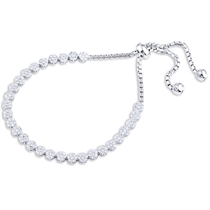 Silver Bracelet Fit Wrist with CZ