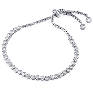 Silver Bracelet Fit Wrist with CZ