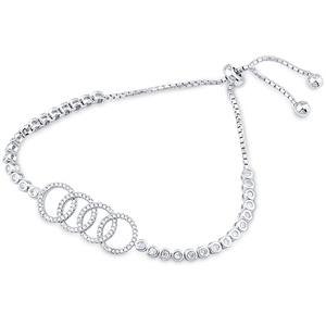 Silver Bracelet Fit Wrist with CZ