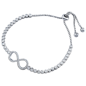 Silver Bracelet Fit Wrist Infinity With CZ