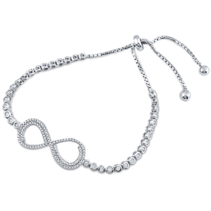 Silver Bracelet Fit Wrist Infinity With CZ