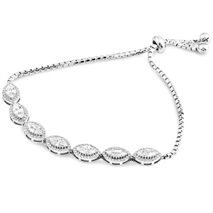 Silver Bracelet Fit Wrist with Marquise CZ